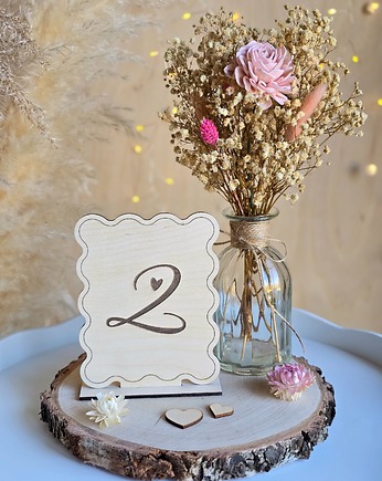 Drewniane numery na stół - falowane, BohoSuszki