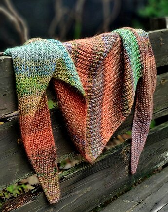 Jesień / chusta z jedwabiem, agat handmade