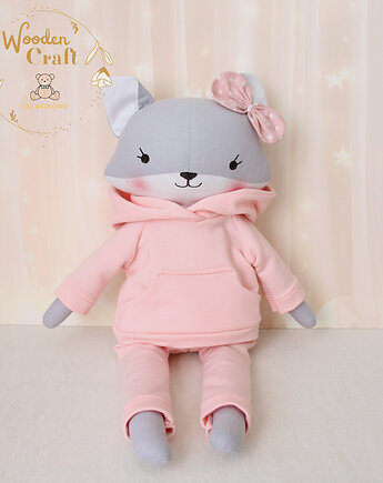 Lisek Pola w pudrowo-różowym dresiku, przytulanka, prezent GOTOWY, Lulaczkowo