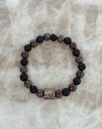 Bransoletka męska Obsydian i Agat, Chmolowska Jewellery