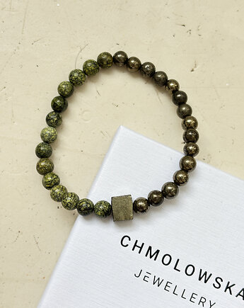 Bransoletka Męska Piryt i Serpentynit, Chmolowska Jewellery