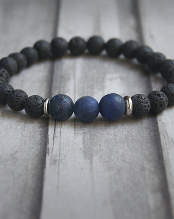 Męska bransoletka :: LAPIS LAZULI & LAWA II, kaktusia