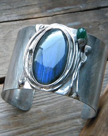 Labradoryt / onyks    - BRANSOLETA MANKIET - CUFF, Beata Trotter