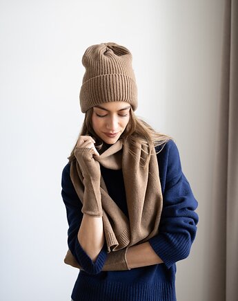 Czapka Merino & cashmere orzechowa, Lucky HandMade