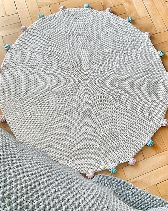 Okrągły dziergany dywan DOTS  Pastel 130cm, Knitting Factory