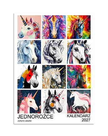 Kalendarz 2027 Jednorożce 15x21 cm, JBJart Justyna Jaszke