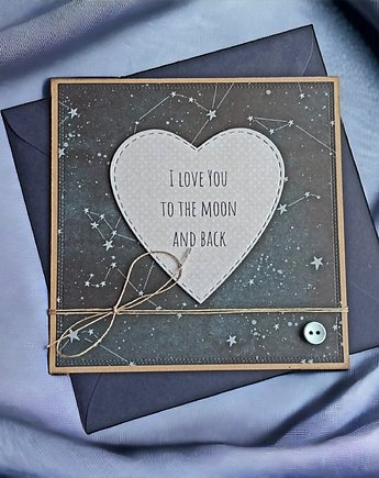 I LOVE YOU TO THE MOON AND BACK - kartka walentynkowa, miłosna, kaktusia