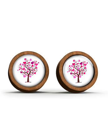 Kolczyki drewniane - Drzewo miłości - sztyfty, yenoo