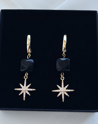 Kolczyki Agat Czarny Gwiazdy, Chmolowska Jewellery
