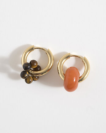 Złote kolczyki koła Boho z zawieszkami, ech studio