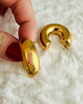 Złote KOLCZYKI grube koła,  modne kolczyki stal szlachetna, Anemon Atelier