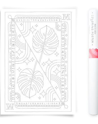 Plakat do Kolorowania Roślina Doniczkowa Monstera Deliciosa 50x70cm, Anna Grunduls Design