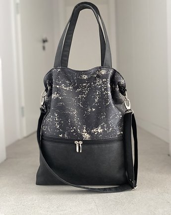 Duża torba na ramię z zapinaną kieszenią - graficzna, PRACOWNIA 166