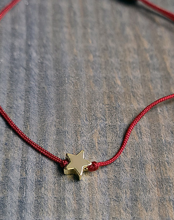 Złocona bransoletka STAR gwiazdka na sznurku bordo, COCONUT