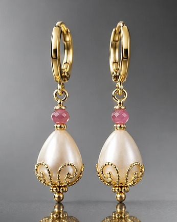 Kolczyki pozłacane Pearls [white] perły vol. 25, KiKa pracownia
