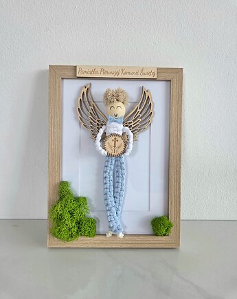 Anioł w ramce, pamiątka Pierwszej Komunii Świętej dla chłopca, Ona Ci Zaplecie