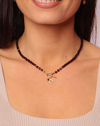 Naszyjnik granat kostka z zawieszką, Bring Biżuteria