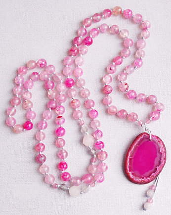 UNIKATOWY naszyjnik MALA agat różowy, kaktusia