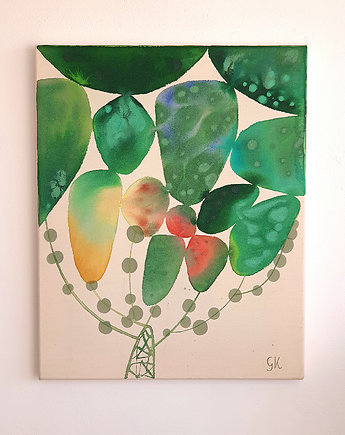 Obraz akwarelowy na płótnie 60x40 cm - Drzewo szczęścia i obfitości, Gabriela Krawczyk