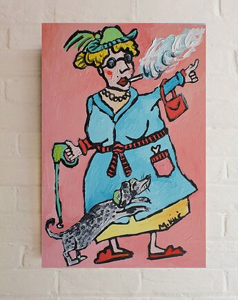 Ręcznie malowany kolorowy obraz do salonu celebruj życie, alice oil on canvas