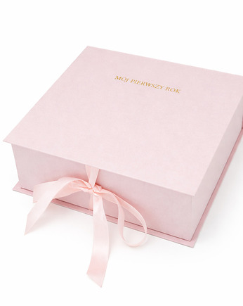 Pudełko "Mój pierwszy rok" różowe, prezent, Papierowe Chwile