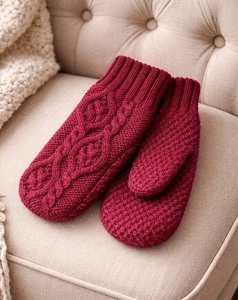 Luksusowo miękkie rękawiczki -100% wełny merynosów  Jagoda, AnemoneDream