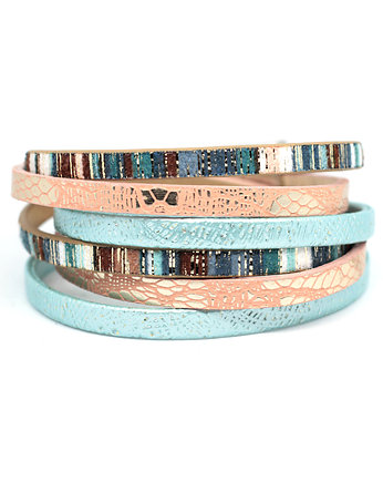 Bransoletka z rzemieni seledynowo-łososiowa, Kociokwik Jewelry