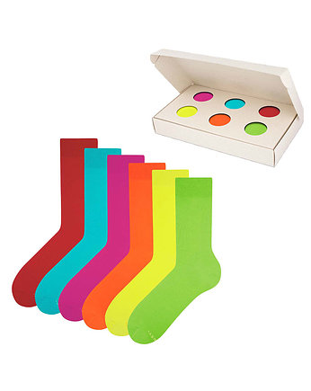 Zestaw długich kolorowych skarpetek w pudełku - Colour Box, ZOOKSY