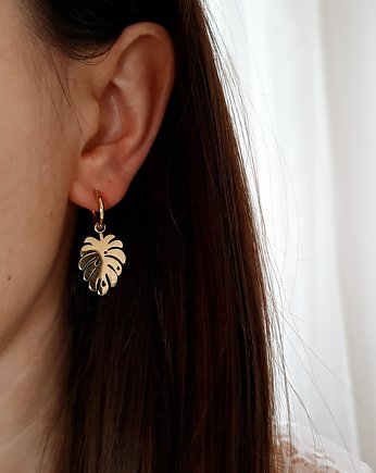 Kolczyki ze stali szlachetnej z monsterą, LEI handmade 