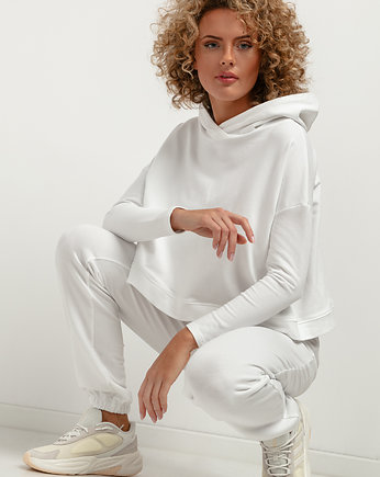 Luźna bluza z kapturem T380, biała, TESSITA