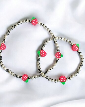 RAZEM TANIEJ! truskawkowe bransoletki : na rękę i na nogę : jaspis, kaktusia