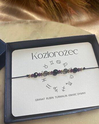 Bransoletka na jedwabnej nici  kamienie naturalne Zodiak Koziorożec, la liva art