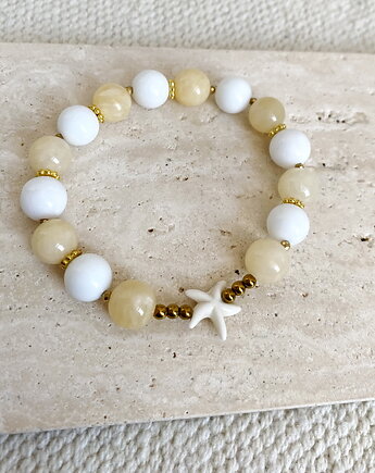 Bransoletka z jadeitów, kalcytów- stal szlachetna pozłacana, Coccola JEWELLERY