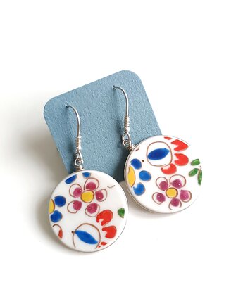 Kolczyki ceramiczne opolskie, biżuteria z talerzy