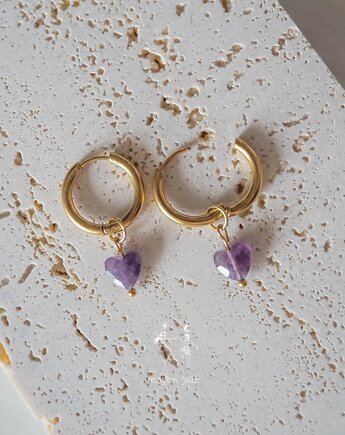 Kolczyki 2w1 z zawieszką z kamienia naturalnego, MAYBEJWLR