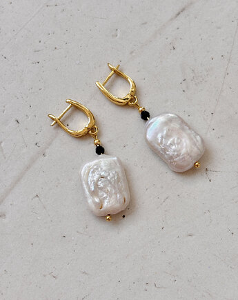 Kolczyki pozłacane Onyks z perłą, Chmolowska Jewellery