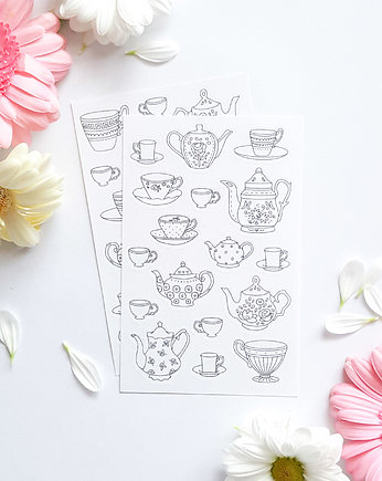 Herbata, Czajniki - Naklejki do Kolorowania, Anna Grunduls Design