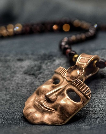 "Słońce przywdziałem" - Naszyjnik z brązu na na naturalnych kamieniach, Biżuteria z Myśli Odlana