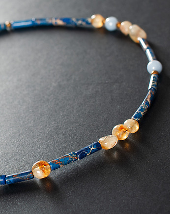 Naszyjnik z cytrynem, angelitem i jaspisem cesarskim. [ŁN12], Anillito