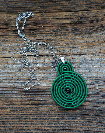 Zielono czarne spirale - naszyjnik sutasz, Mró Soutache
