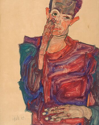 Egon Schiele - Autoportret - obraz na płótnie lub plakat, Dekoracje PATKA Patrycja Kita