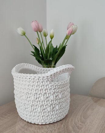 Koszyk okrągły szydełkowy ze sznurka 17cmx15cm, MISZ MASZ Dorota Tyszko