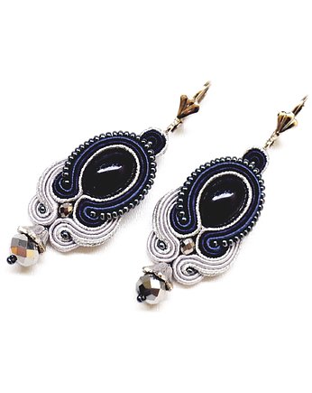 Sutaszowe kolczyki NAVY SILVER, Sylwia Żak