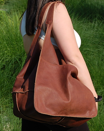 DUŻA POJEMNA TOREBKA ze skóry naturalnej na ramię, bagoo