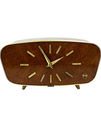 Zegar Kominkowy Weimar Fornir Orzechowy, Lata 60., RFN, Mid-Century Modern, Good Old Things