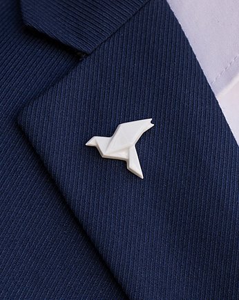 Pin Broszka z Porcelany Origami Gołąbek, StehlikDesign