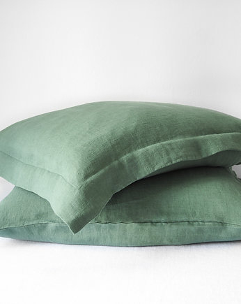 Lniana Poszewka z Listwą EUCALYPTUS GREEN, so linen!