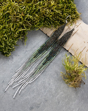 Boho Beauty - Długie kolczyki cieniowane zielenią, Tauriel Design