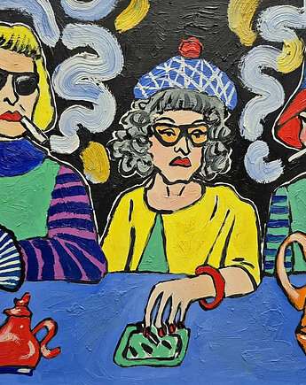 Obraz ręcznie malowany trzy lalunie, alice oil on canvas