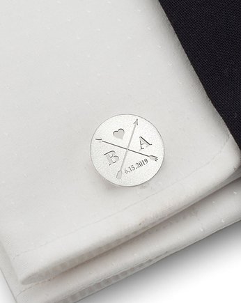 Srebrne spinki do mankietów z inicjałami i datą, ZaNa Design